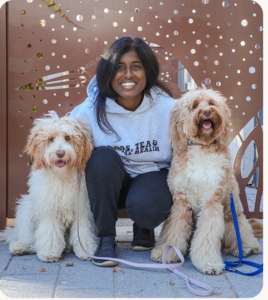Rachael with therapy dogs